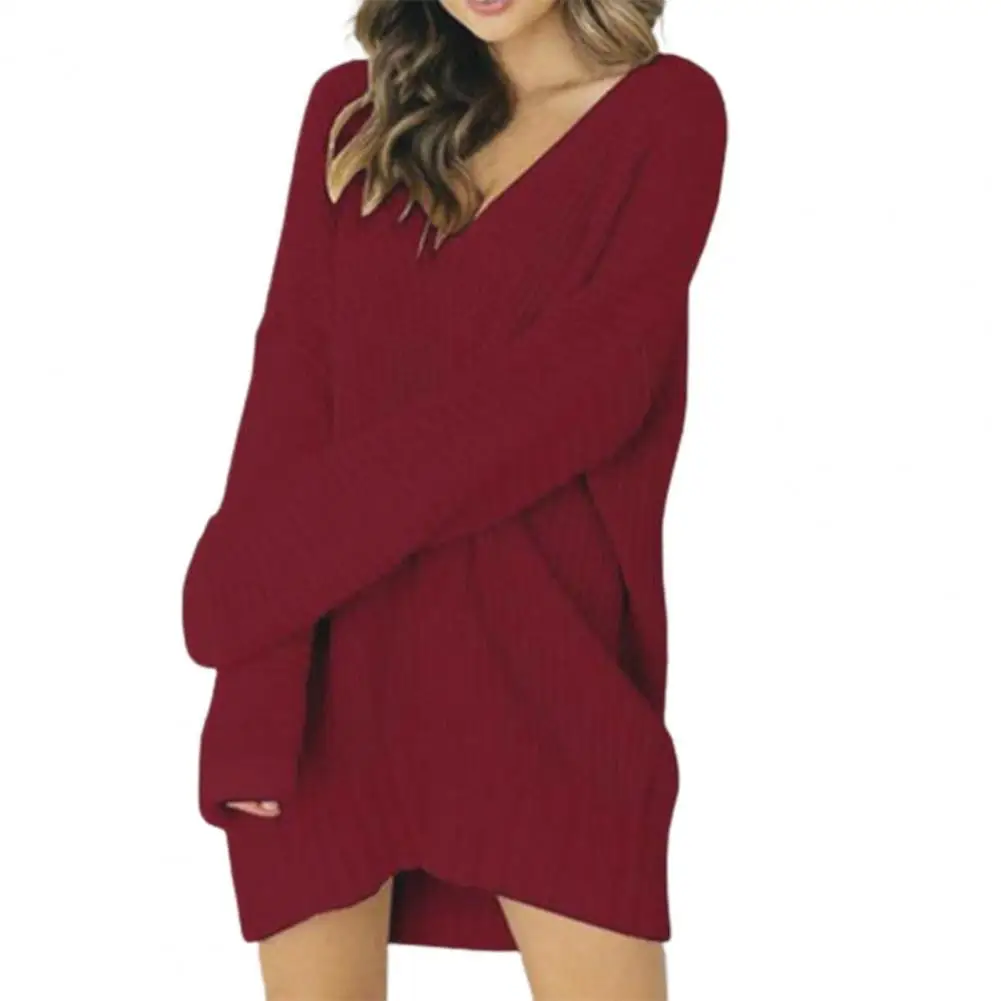 

Women Sweater Pullover Knitwear Fall Winter Long Sleeve V Neck Solid Color Knitted V Neck Solid Color Pullover Sweaters Women