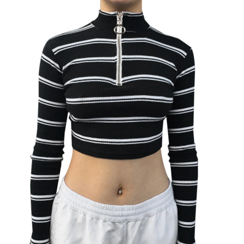 Женская облегающая футболка с длинным рукавом и круглым вырезом|Футболки| |