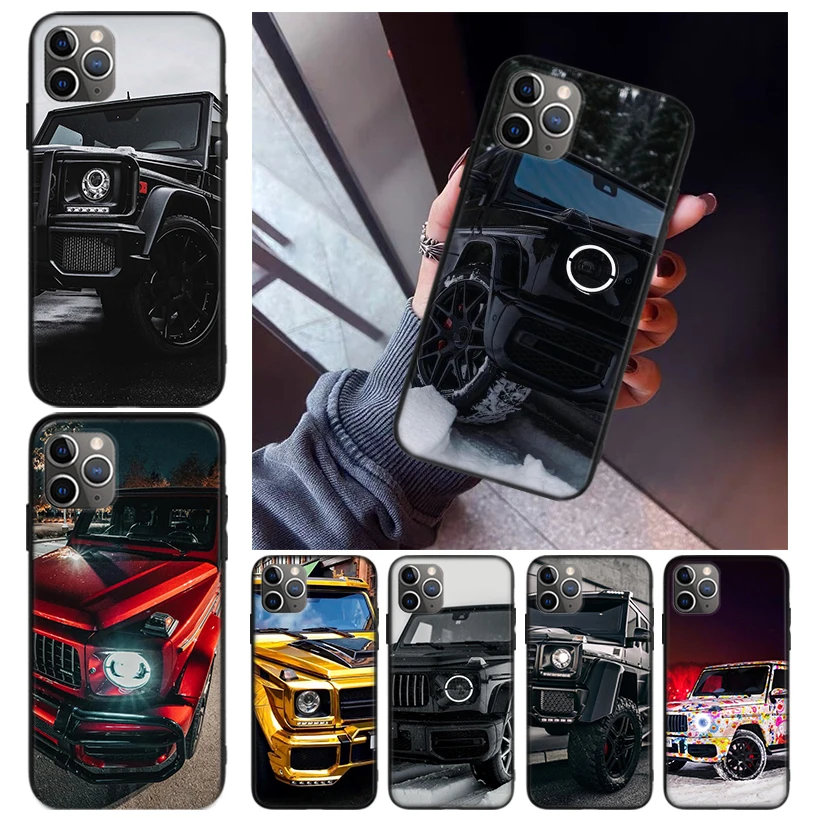 

Black Sport Cars Male Men G63 Phone Case For Apple iPhone 11 12 13 Pro X XR XS Max 6 6S 8 7 Plus + Mini 5S SE Black Print Cover