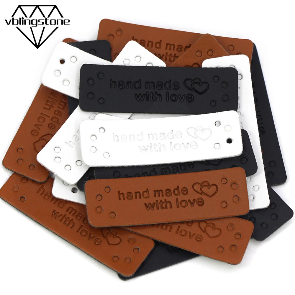 Бирки ручной работы из искусственной кожи с сердцем бирки для вязания одежды