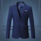 Женский высококачественный мужской блейзер, Классическая приталенная куртка на одной пуговице, мужские деловые повседневные однотонные блейзеры