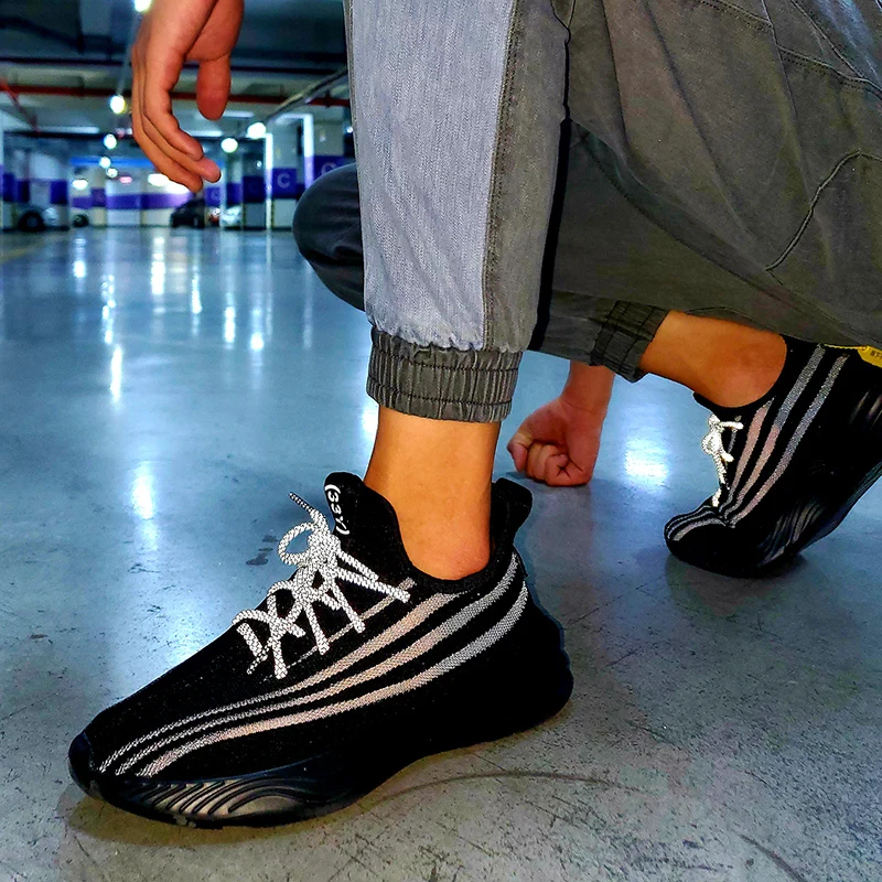 

Zapatillas Informales Hombre Breathable Casual Shoes Solid White Fashion Knitting Men Sapatilhas Masculino Spring For