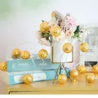 Гирлянда с питанием от USB, золотистые, серебристые, марокканские шары, фея, светодиодсветильник гирлянда для праздника, Рождества, Нового года, декор для комнаты