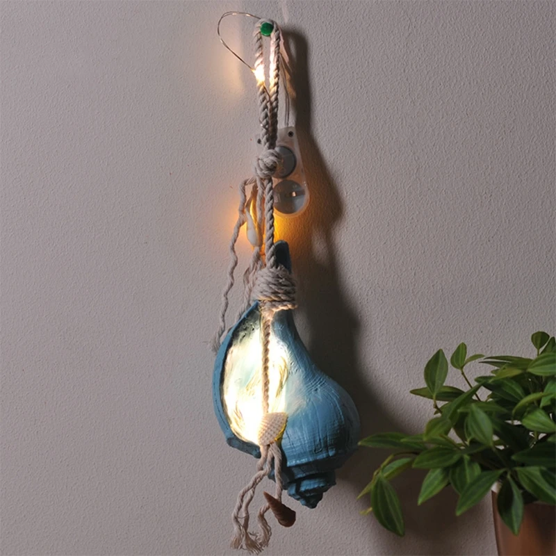 2 Pcs Mediterranean Style Resin Simulation Conch Pendant Marine LED Ornaments Gifts Home Party Beach Wall Decoration | Дом и сад