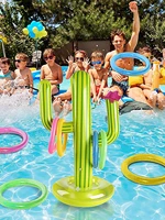 outdoor swimming pool accessories inflatable cactus ring toss game set floating pool toys parent child beach party supplies