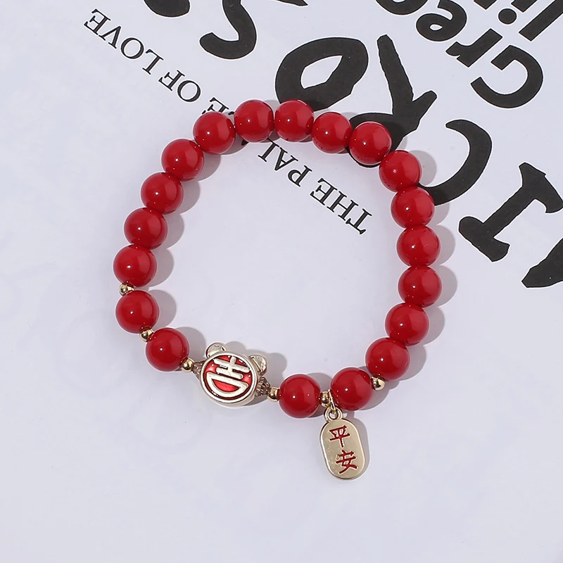 

2021 New Trendy Handmade Lucky Bracelets & Bangles For Women Alloy Square Pendant Charm Beads Bracelets Female Jewelry Gifts