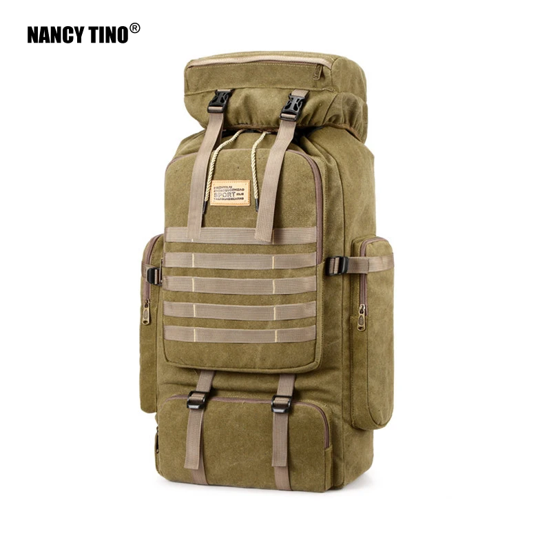 

NANCY TINO Outdoor Bag Leisure Simple Nylon Backpack 80L Capacity Hiking Climbing Wear-resistant Mountaineering Bag Camouflage