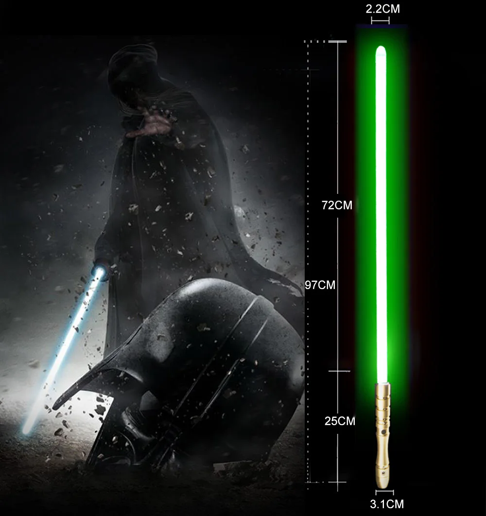 Golden HD green Светильник saber со звуковым сигналом, светильник Jedi Sith Luke, подвесной светильник Saber Force, изменяющий цвет, с металлической ручкой - Цвет: Golden HD green