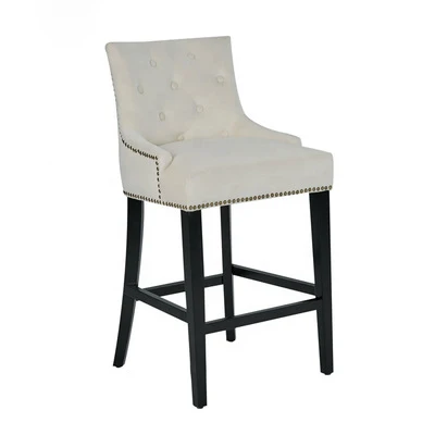 

Industrial stool leisure grey chair solid wooden bar chair modern simple for front desk home bar leisure shop