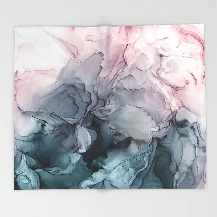 

Abstract Coral Fleece Design Blush Grey Flowing Abstract Painting Blankets Sofa Throw Blanket 125x200 Fleece Bed Throws