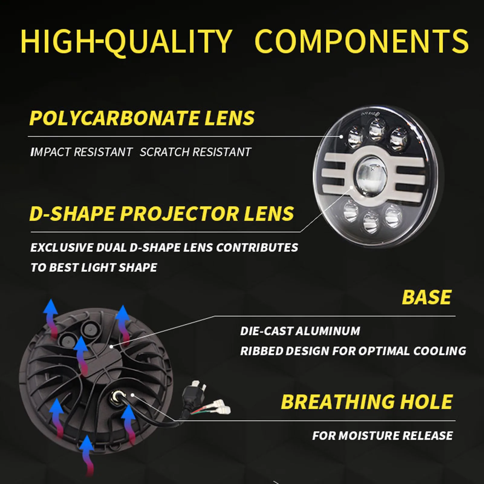 Светодиодный налобный фонарь для автомобиля 7 дюймов 500 Вт Круглый h типа супер