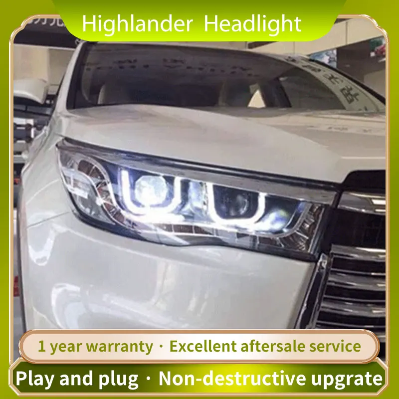 

U-образные фары Angel eyes в сборе, передние светодиодные лампы drl для toyota highlander 2015-2017