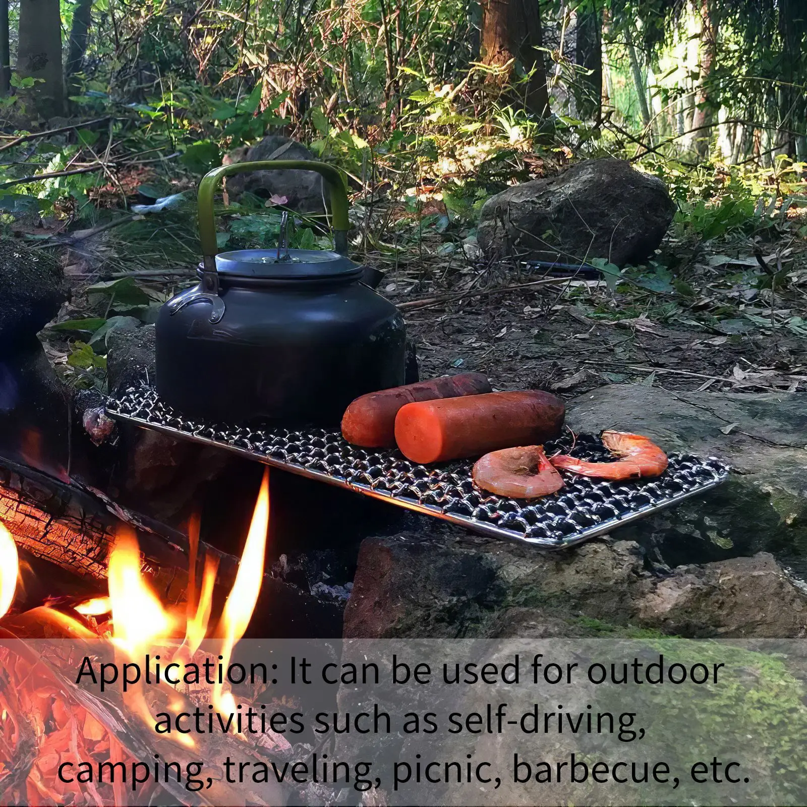

Portable Camping Barbecue Grill Sheet Stainless Steel Mesh Firewood Grid BBQ Tools Kitchen Accessories For Outdoor Camping
