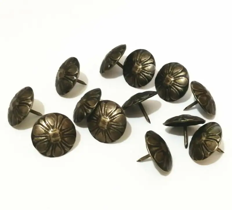 

50PCS Iron Upholstery Nail Antique Jewelry Case Box Sofa Decorative Tack Stud Pushpin Decorative Furniture Nails With Flower