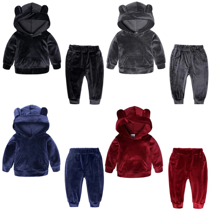 Модные спортивные комплекты одежды из 2 предметов для мальчиков теплая мягкая