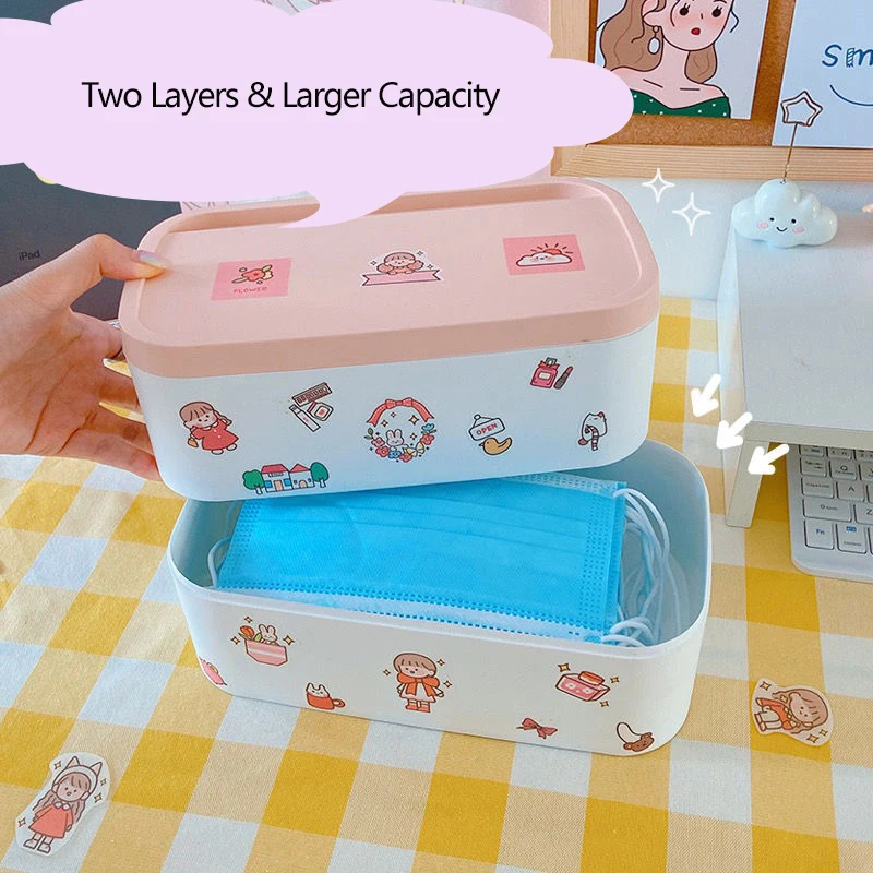 

M002 10PCS Face Mask Box Save Protective Holder Portable Covers Plastic Case Dangles Storage Bag Dustproof Temporary Folder
