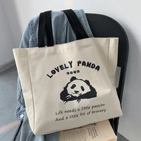 womens tote bag canvas shoulder bags 2021 girls shopper fashion casual large capacity student cute cartoon panda print handbags