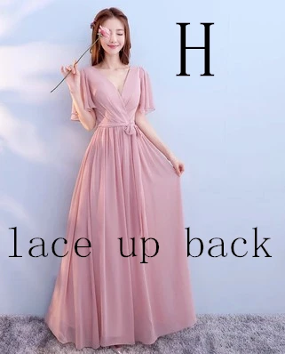 H lace up back Vestidos de festa vestido longo para casamento, новые шифоновые платья для подружек невесты, 10 стилей, большие размеры, недорогие платья для гостей, W4302 - Цвет: H lace up back
