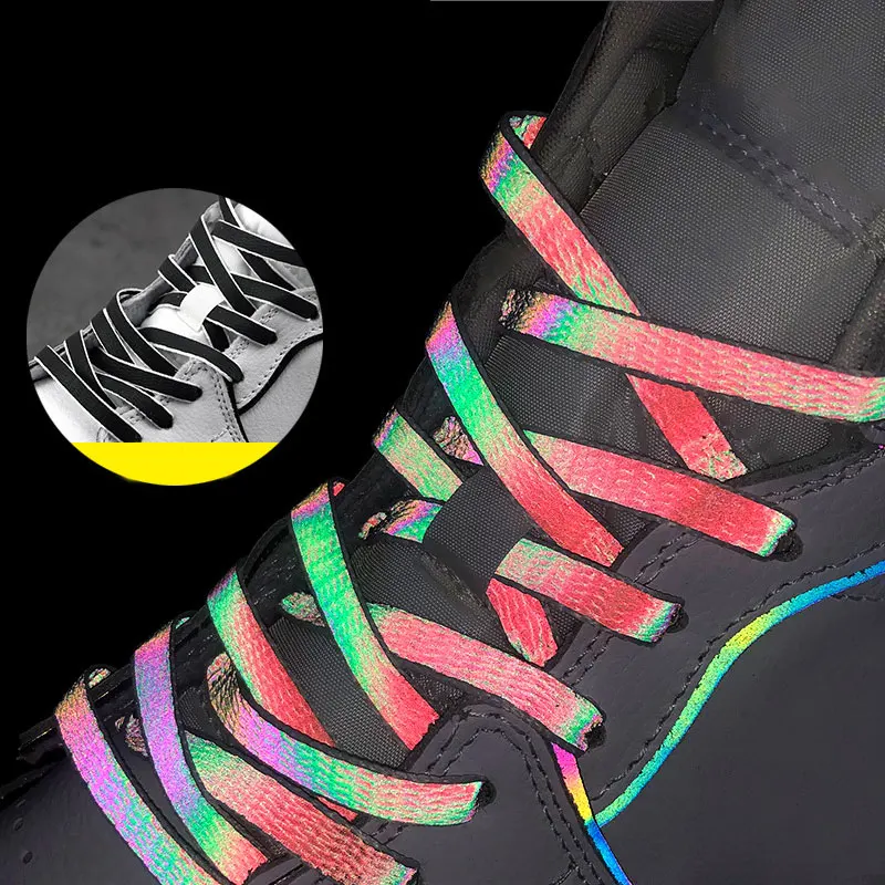 

1 Pair Flat Reflective Runner Shoe Laces Safety Luminous Glowing Shoelaces Unisex Sport Basketball Canvas Shoes 120/140/160cm