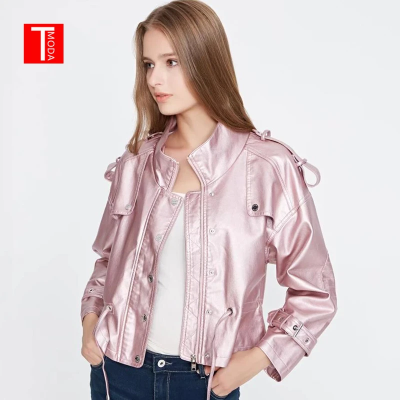 Куртка TMODA282 женская из искусственной кожи мотоциклетная верхняя одежда