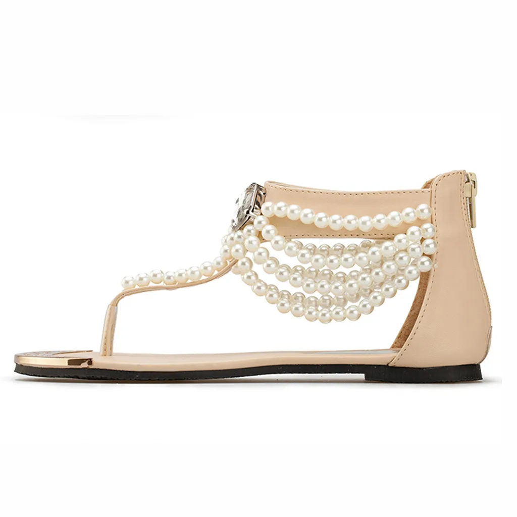 

Women Ladies Bohemian Sexy High Quality Outside Summer Ladies Shoes Roman String Besd Crystal Flat Casual Shoes Sandals