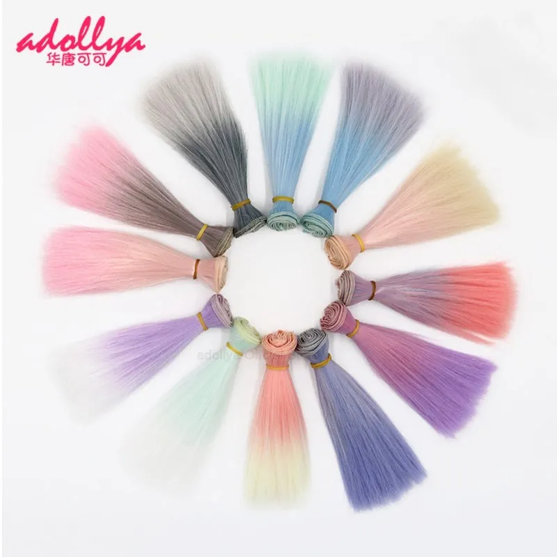 

Adollya Doll Accessories Multicolor Wigs Straight Hair for Doll High-Temperature Long Hair Tress for Dolls BJD Hair 15/25*100cm