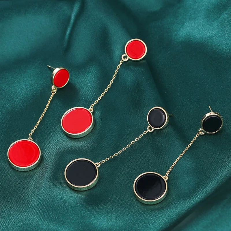 

2020 New Design Fashion Black Acetate Round Drop Earrings Hanging Elegant Wedding Party Jewelry For Women Girls Brincos