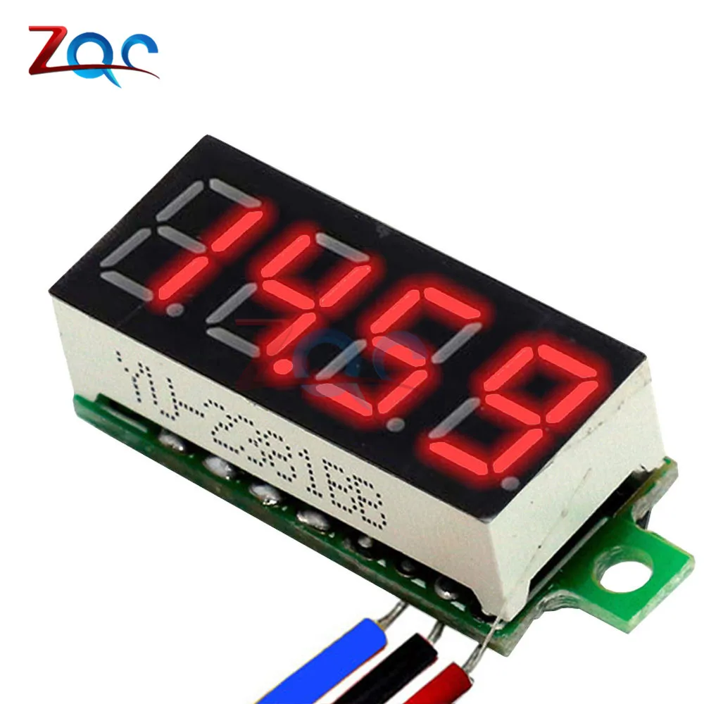 Красный 4 бит 0,36 дюймов Мини цифровой вольтметр 0-100V DC Вольт Напряжение метр светодиодный Панель Электрический Напряжение тестер Датчик 3 провода 12V 24V 48V - Цвет: Красный