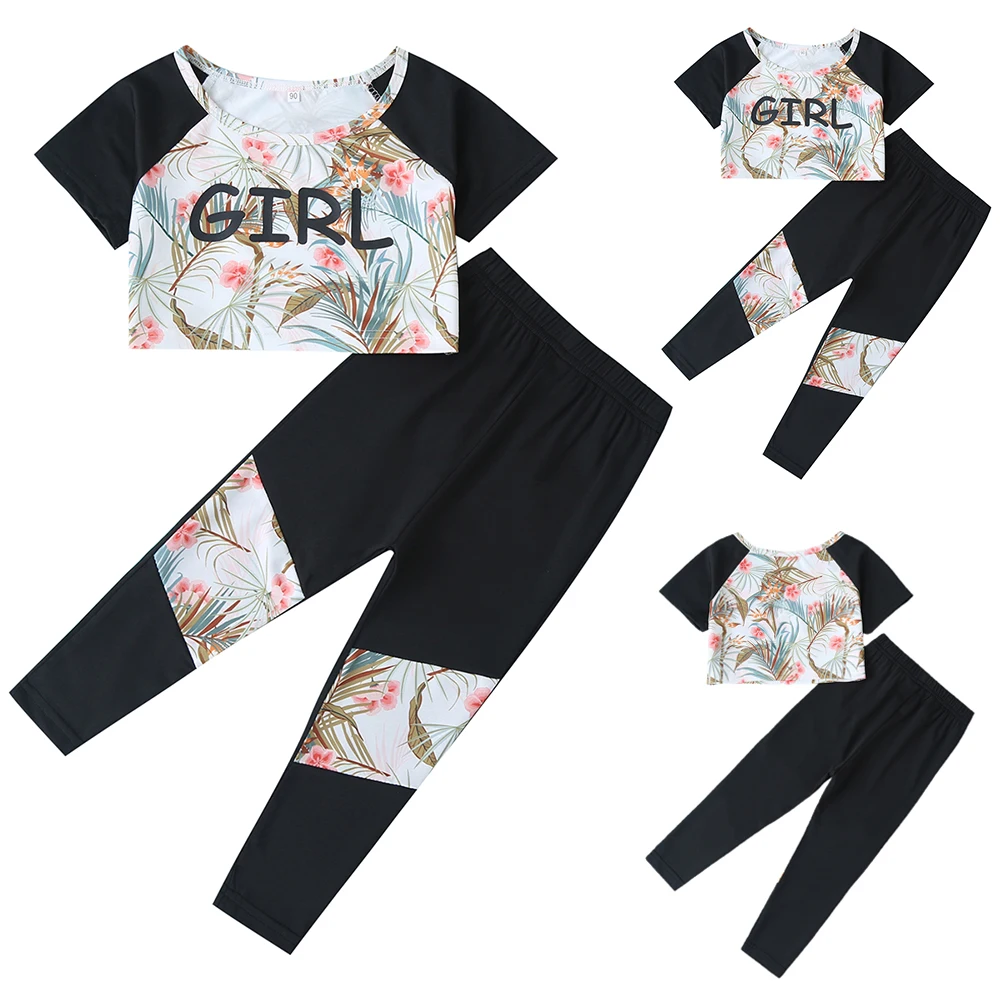 

Toddler Baby Girl Short Sleeve Floral Printed T Shirt Shorts Outfit Two Piece