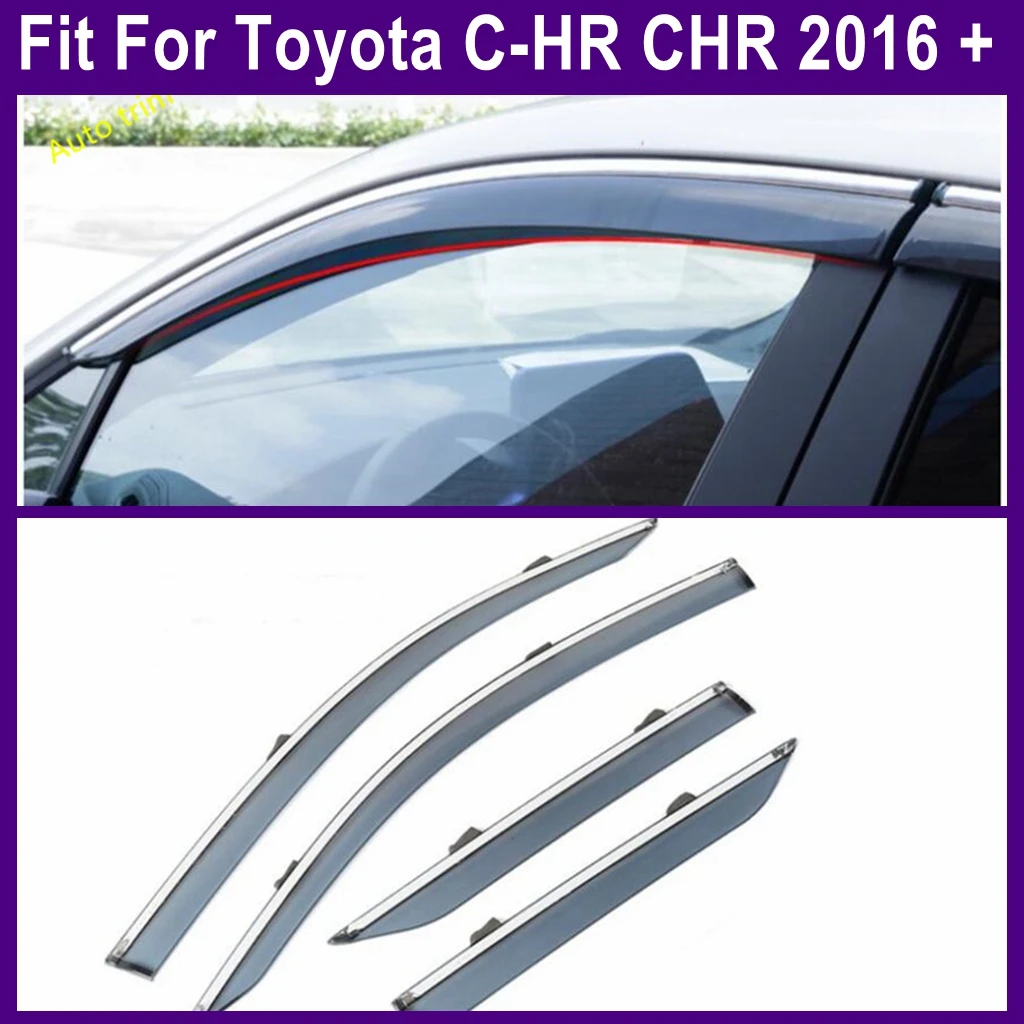 

Door Window Wind Visor Moulding Awnings Shield Rain Sun Wind Guard Vent Shade Protect Cover Kit For Toyota C-HR CHR 2016 - 2021