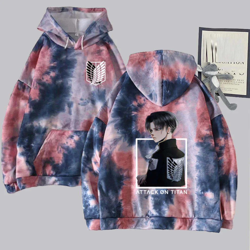 

Attack on Titan Double Sided Anime Tie-dye Hoodie Pullovers Tops Long Sleeve