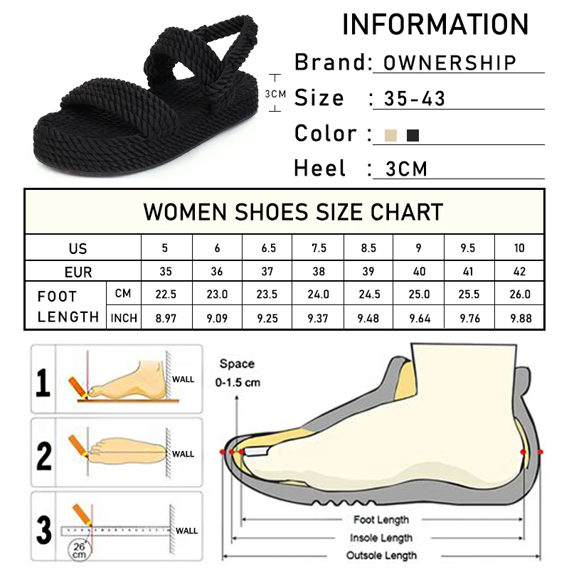 Женские сандалии из пеньковой соломы однотонные плетеные туфли на плоской
