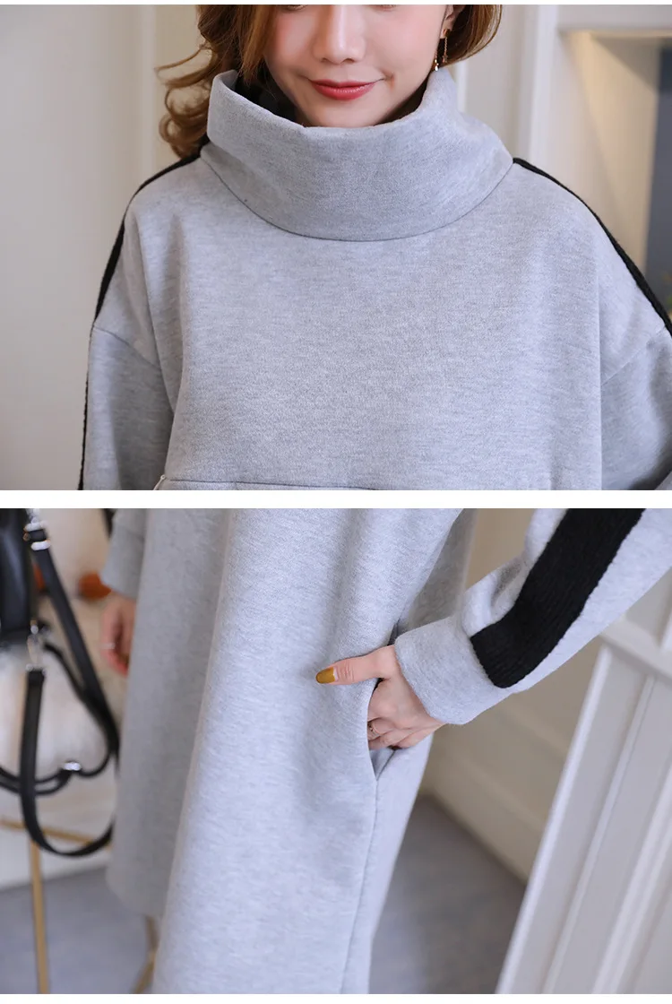 Теплое флисовое платье для беременных корейская мода бархатное кормления грудью