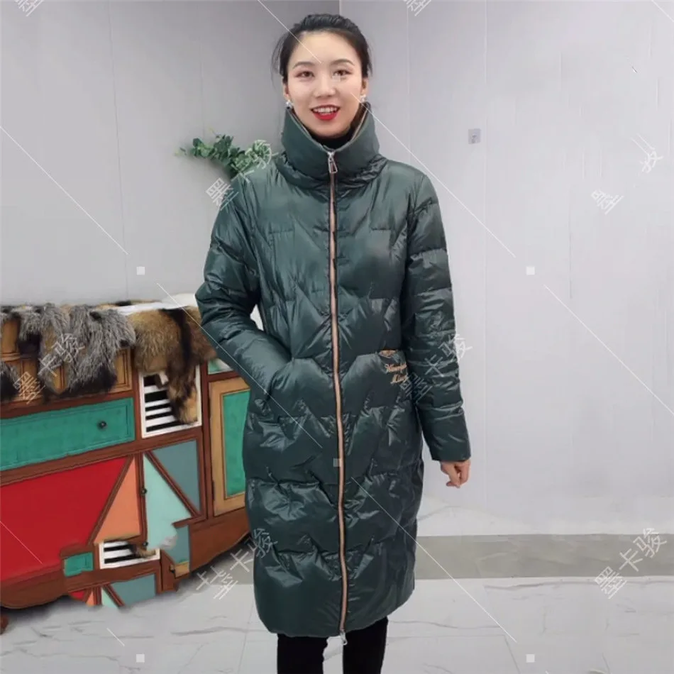 

Женский пуховик, пальто на белом утином пуху, женская модная парка средней длины, теплая одежда, Женская тонкая светильник тка, верхняя одеж...