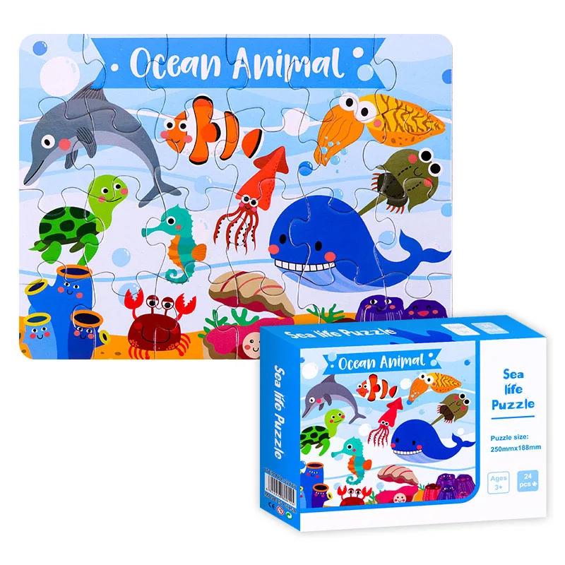 06 8 Style Animals Paper Jigsaw Puzzles Educational Puzzle For Children Kids Toys Brain Training Games Toys For Children Baby Gift - Цвет: 06