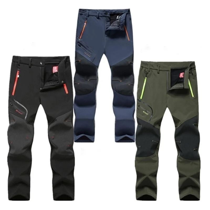 

New Mens Spring Outdoor Thin Waterproof Hiking Trousers Camping Climbing Fishing Trekking Softshell Pants (No Fleece)