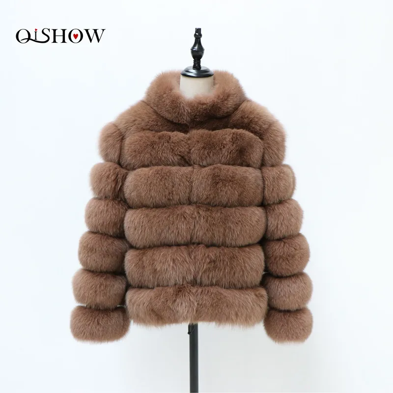 Женская зимняя натуральная Шуба из натурального Лисьего меха со стоячим