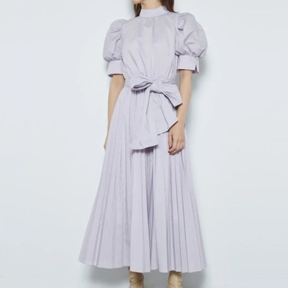 

2021Summer New Korean Style Slim High Waist Ankle-Length Dress Female Elegant Lace Up Long Dress Female Women Dresses Robe Long