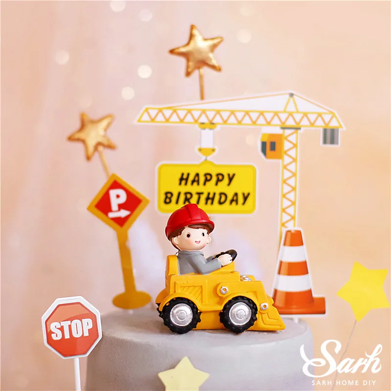 Конструктор украшение автомобиля дорожный знак звезда торт Топпер для дня