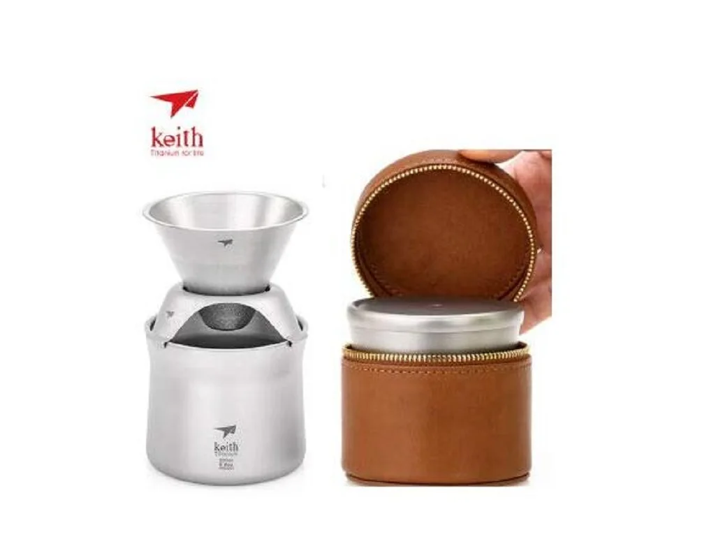 Кейт Титан Ti3911 Сверхлегкий мини фильтр для кофе чая чашки и набор кожаный чехол в