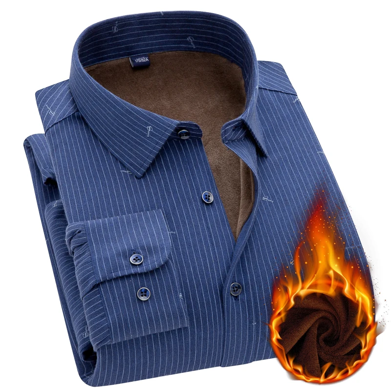 Aoliwen мужские новые зимние брендовые повседневные деловые рубашки плюс вельветовые немнущиеся полосатые