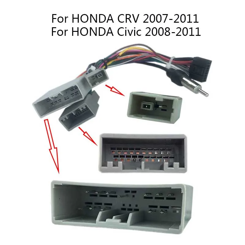 

Car Android Multimedia Player Cable Wire Harness Adapter For HONDA CRV Civic 2007~2011 Auto Stereo Head Unit Plug Socket