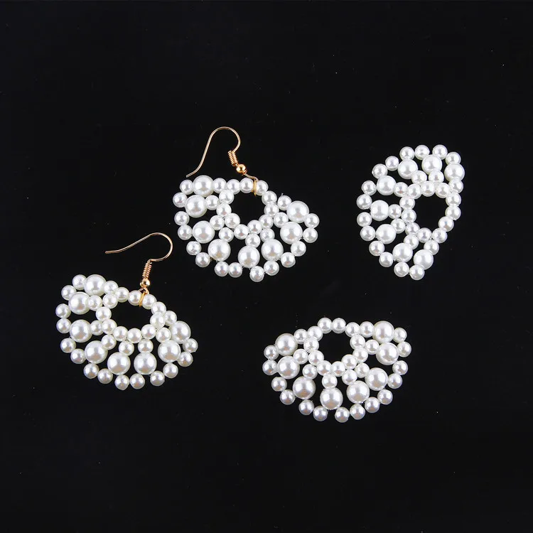 

Korea Fashion Simple Net Red Personality Pearl Fan-shaped Retro Earring Pendant DIY Handmade Jewelry Accessories Material