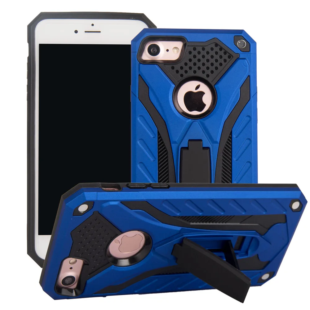 Противоударный защитный чехол для iPhone 11 Pro Max 5 5S SE 6 6S 7 8 Plus X XS Max XR, защитный противоударный чехол с подставкой - Цвет: Blue Phone Case