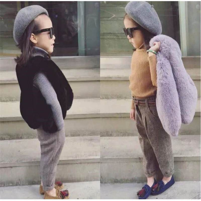 Меховой жилет для девочек Осенний из искусственного лисьего меха мальчиков