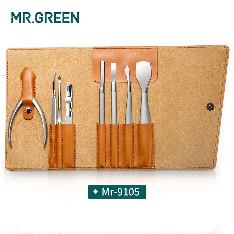 MR. GREEN педикюрный набор машинка для стрижки ногтей подарочный набор из нержавеющей стали профессиональные кусачки для маникюра с кожей набор для маникюра с чехлом набор для ногтей - Цвет: Mr-9105