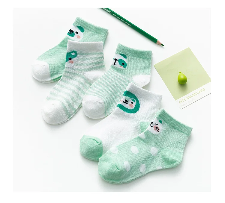 

WARMOM 5Pair Kids Socks Spring Summer Baby Thin Mesh Socks Cartoon Cotton Socks Children Short Socks Maternal Infant Supply