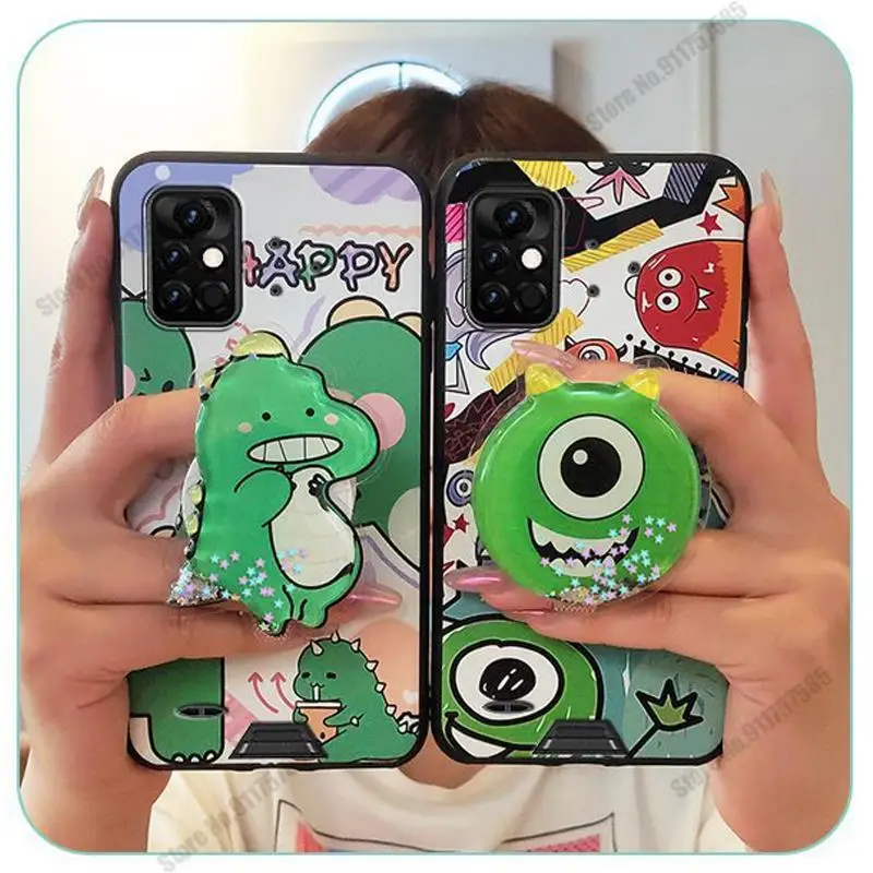 cartoon holder stand phone case for umidigi bison pro gt silicone back cover for umidigi a7 a9 pro s5 a5 a3x cute glitter capa free global shipping