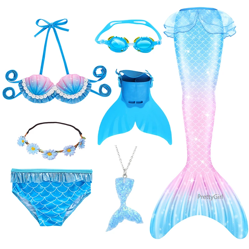 Детский купальный костюм русалочка с хвостом и бикини|Костюмы для девочек| |