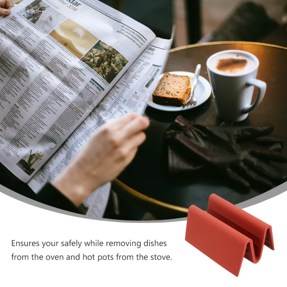 

2pcs Thickened Glove Microwave Oven Glove Silicone Heat-proof Mitten for Cooking Baking Kitchen Home (Red)